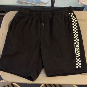 Vans Black Shorts with White Checkered Stripe